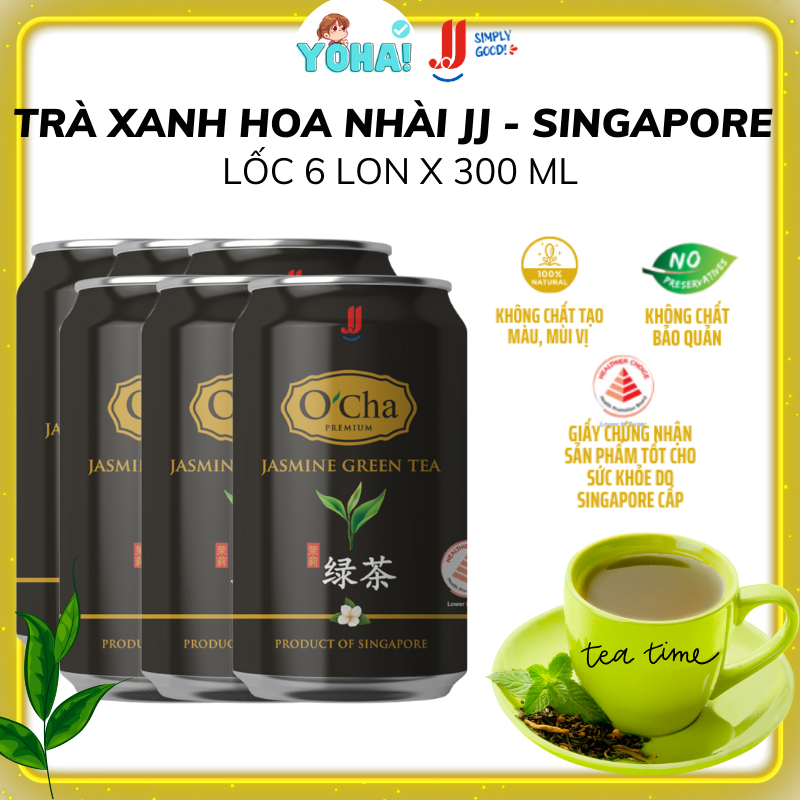 Lốc 6 Lon Trà Xanh Hoa Nhài JJ (6 Lon x 300ml) - Thương hiệu Singapore