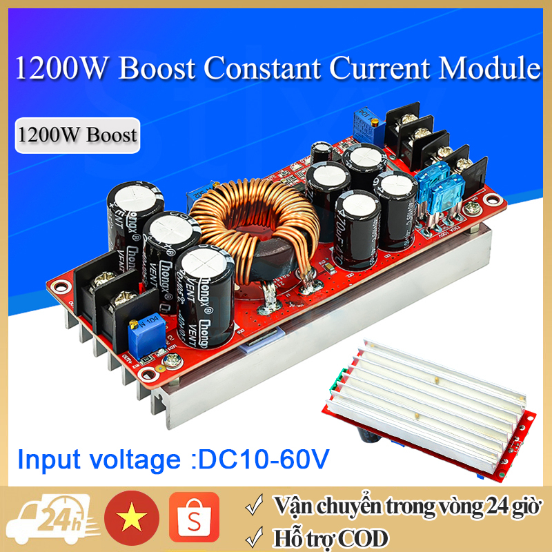 Mô Đun Tăng Áp 8-60V Sang 12-83V 1200W 20A DC Cho Xe Hơi Mạch Tăng Áp DC-DC 18A 1200W Vào 10-60VDC Ra 12-83VDC