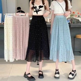 Chân váy voan chấm bi