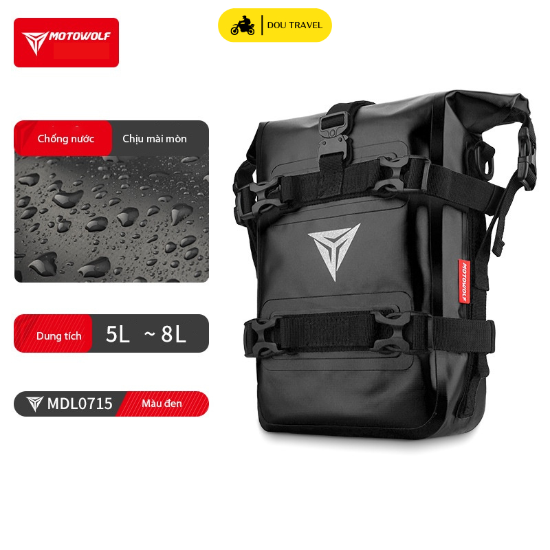 Túi chống nước MOTOWOLF phản quang chính hãng - Túi du lịch đeo hông xe máy chống nước cao cấp - Mã MDL0715