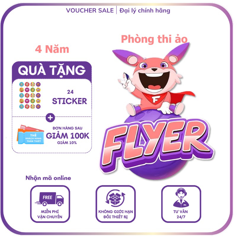 Mã 4 năm Flyer.vn Phòng thi ảo Cambridge & Toefl - Toàn quốc [Voucher] Voucher mã luyện thi Flyer