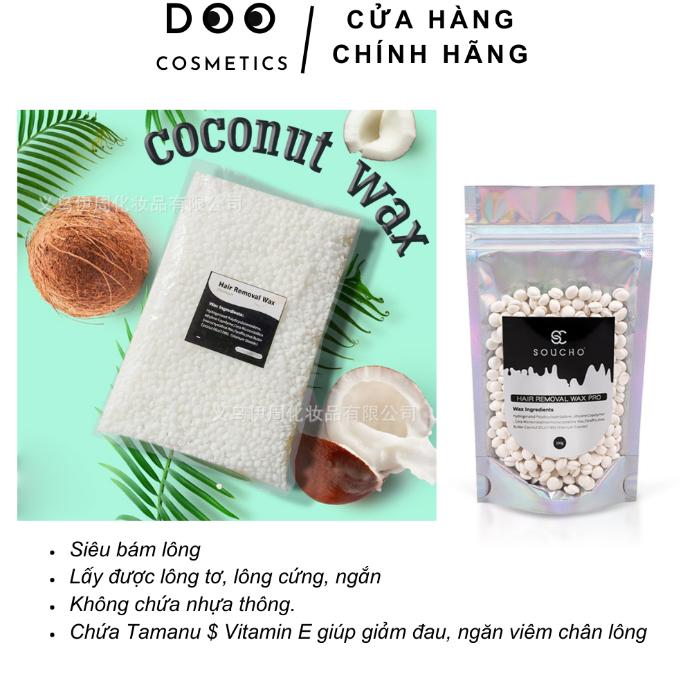 Sáp wax lông, wax râu nam cứng, ria mép, nách, dạng hạt thơm hương dừa Coconut, siêu bám lông