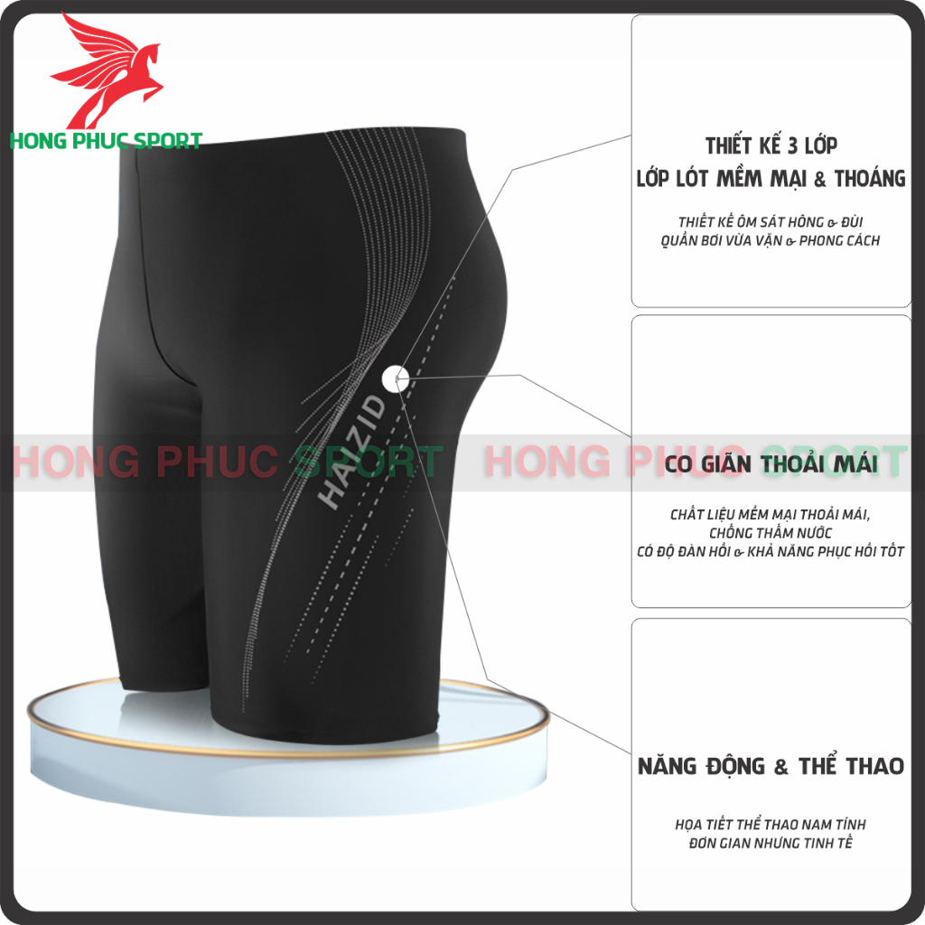 Quần Bơi Nam Dáng Lửng Chính Hãng HAIZID Co Giãn 4 Chiều Kháng Clo Thoáng Khí Không Thấm Nước Nhanh Khô