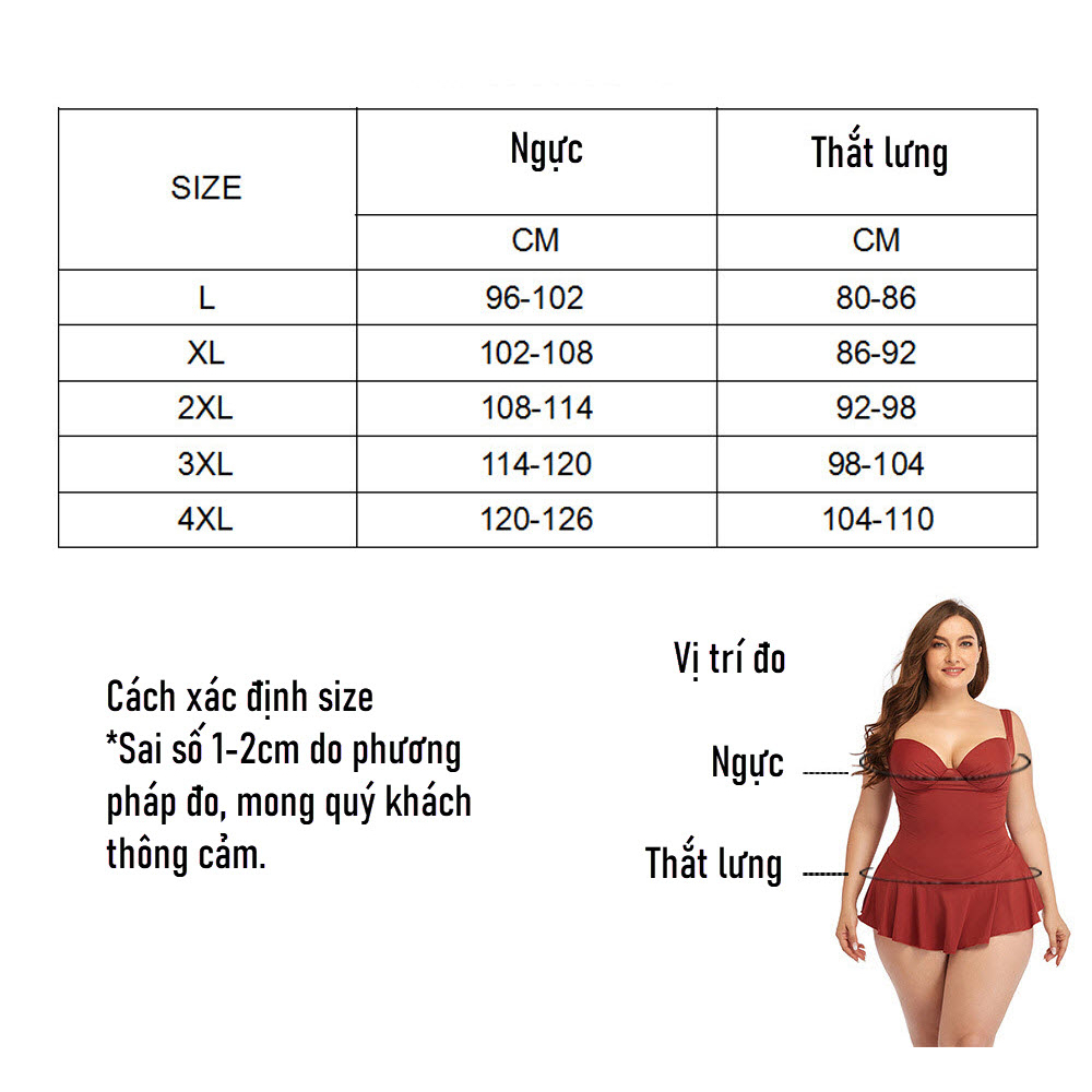Đồ bơi, Bikini dạng đầm Size Lớn, Giấu Bụng, Kín Đáo Cho Người Béo Mập #5552