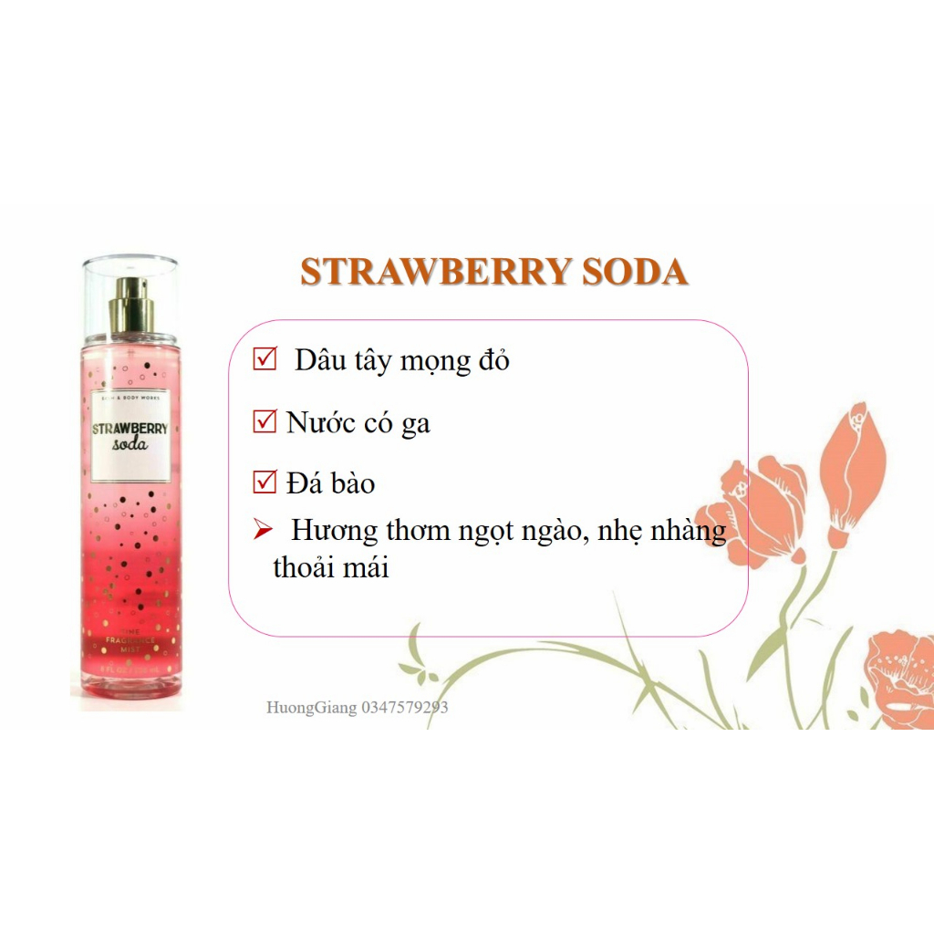 STRAWBERRY SODA| Xịt thơm Bodymist GIÁ RẺ