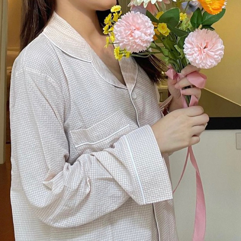𝐚𝐬𝐡𝐞𝐱𝐢𝐧𝐜𝐡𝐚𝐨:  pyjama caro, bộ đồ ngủ nữ caro thô cotton dáng suông rộng