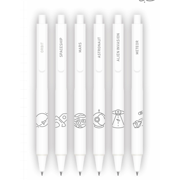 Bút domi vũ trụ siêu cấp dễ thương thân tròn vỏ nhám chống trơn trượt ngòi 0,5mm mực đen