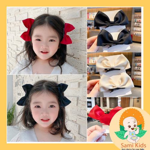 Set 2 kẹp tóc nơ Jisoo Blackpink bé gái Hàn Quốc, phụ kiện kẹp tóc hình nơ cho trẻ em SAMIKIDS