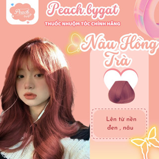 Thuốc nhuộm tóc màu NÂU HỒNG TRÀ không cần sử dụng thuốc tẩy tóc của Peachbygat , Peach bygat