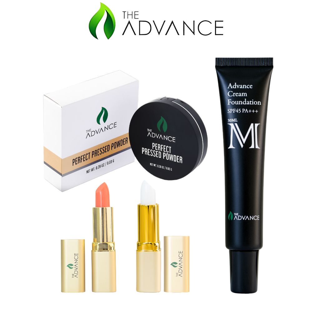 Combo make up bộ trang điểm The Advance kem nền chống nắng phấn phủ son dưỡng môi