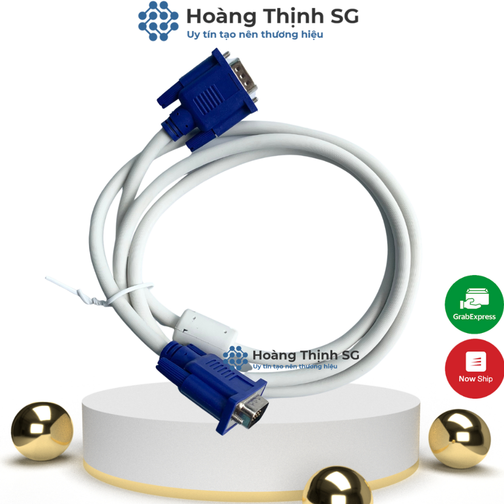 Dây Cáp VGA Trắng dài 1,5M , 5M, 10M chống nhiểu dùng cho tivi, màn hình vi tính