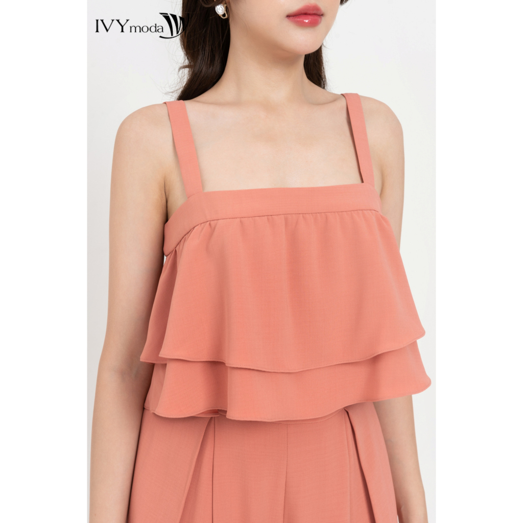 Jumpsuit hai dây phối bèo nữ IVY moda MS 18M8369