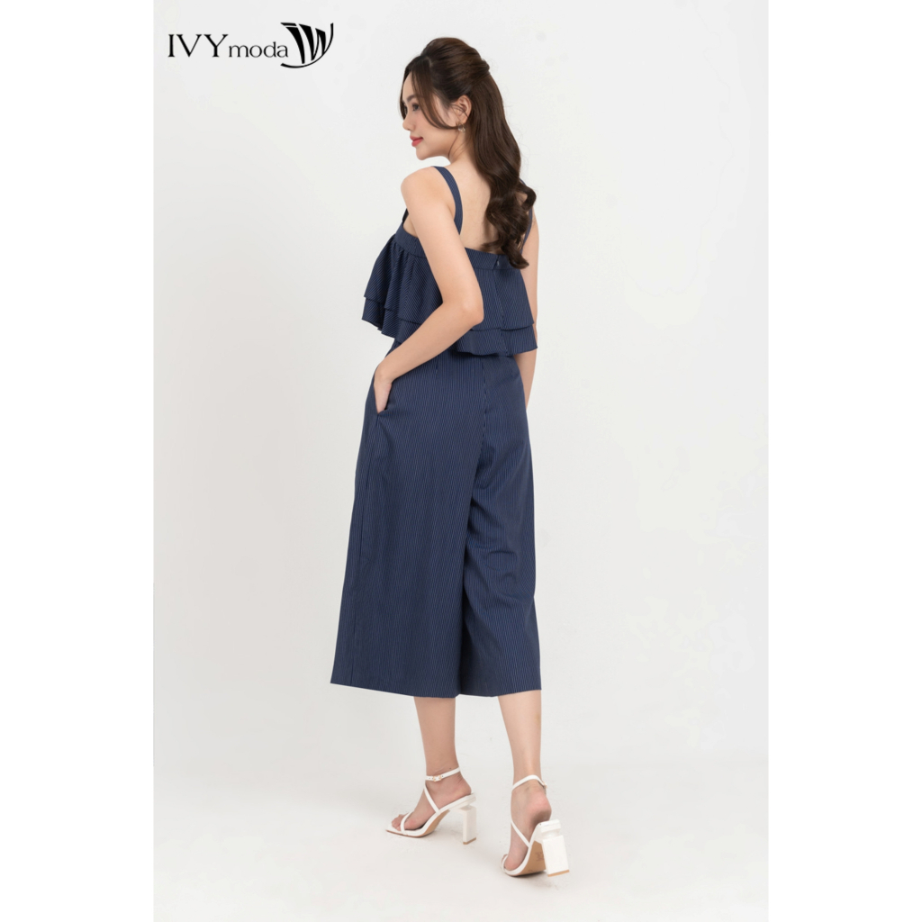 Jumpsuit hai dây phối bèo nữ IVY moda MS 18M8369