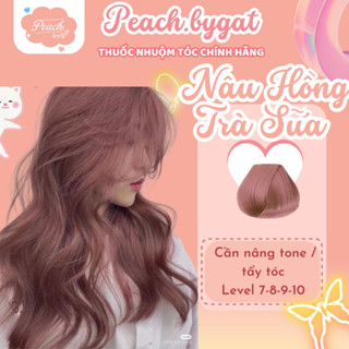 Thuốc nhuộm tóc NÂU HỒNG TRÀ SỮA cần nâng tone hoặc tẩy tóc của Peachbygat , Peach bygat
