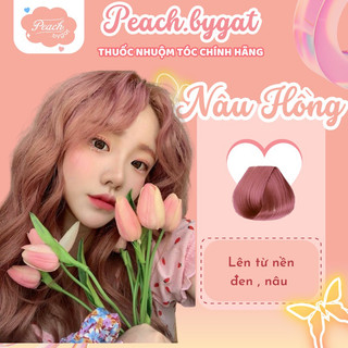 Thuốc nhuộm tóc NÂU HỒNG không cần dùng thuốc tẩy tóc của Peachbygat , Peach bygat