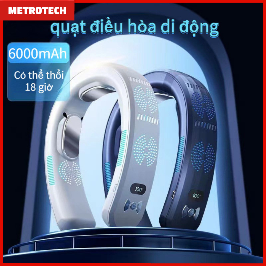 Quạt cổ treo bán dẫn Quạt USB di động màn hình kỹ thuật số quạt cổ làm mát, quạt đeo cổ không dây cầm tay làm mát nhanh