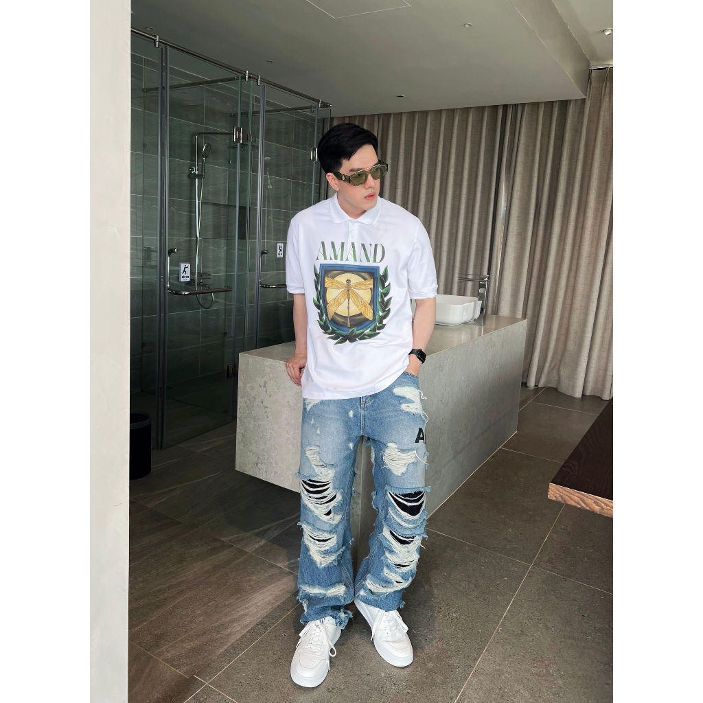 Quần Jeans Amand Kintsugi Distressed Jeans/QB038
