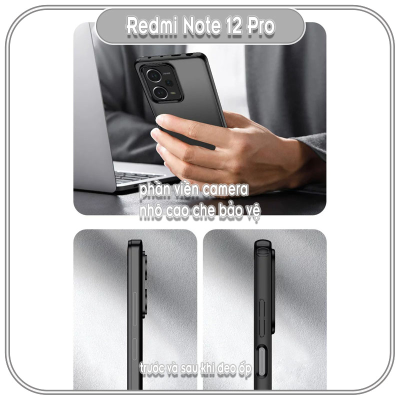 Ốp chống sốc Wlons cho Redmi Note 12 Pro 5G, lưng PC không ố vàng