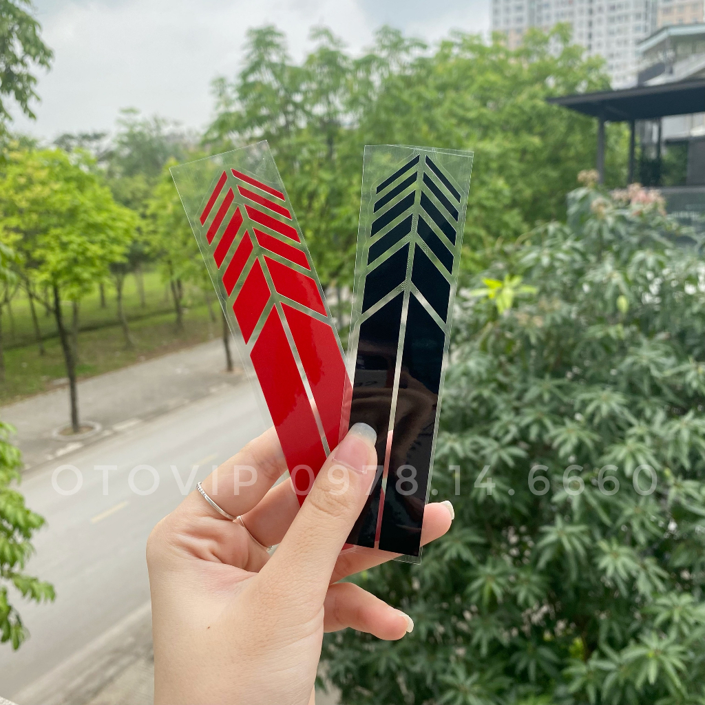 Bộ 2 miếng tem dán phản quang trang trí kính chiếu hậu 5 màu lựa chọn dành cho xe hơi độc đáo