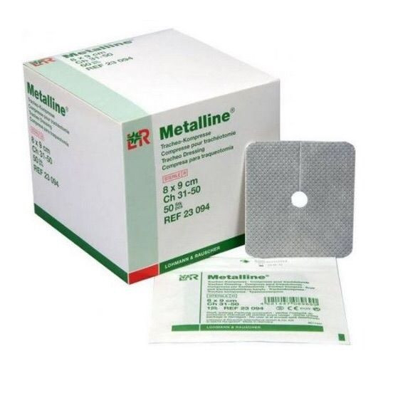 Gạc mở khí quản L&R Metalline Đức vô trùng 1 miếng