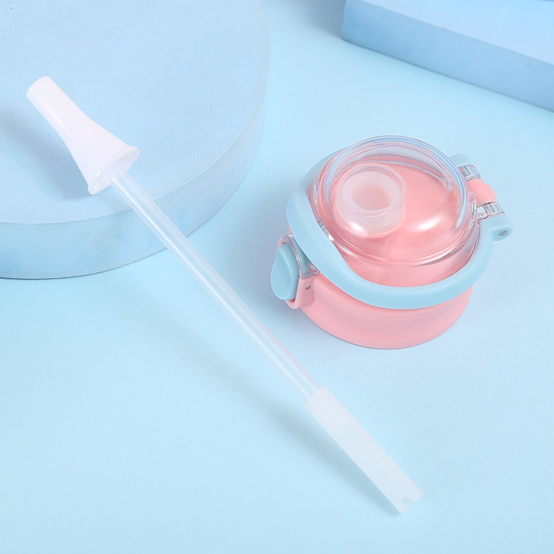 Bình Đựng Nước Giữ Nhiệt Bằng Inox 304 Không Gỉ Tặng Kèm Ống Hút Và Sticker 2D Hoạt Hình Dáng Yêu ,Dung Tích Bình 550ML