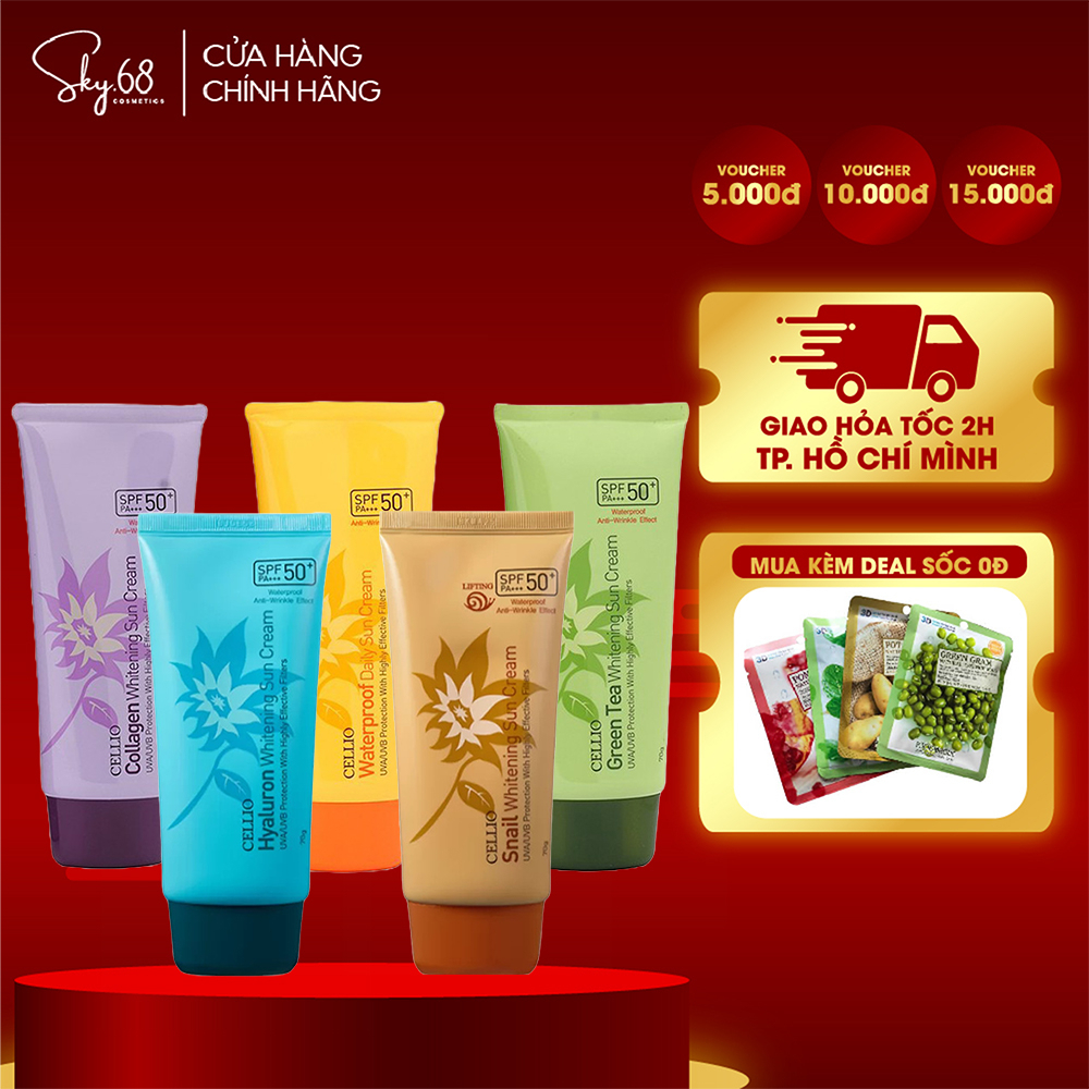 Kem Chống Nắng Cellio Sun Cream SPF50+ PA+++ 70g