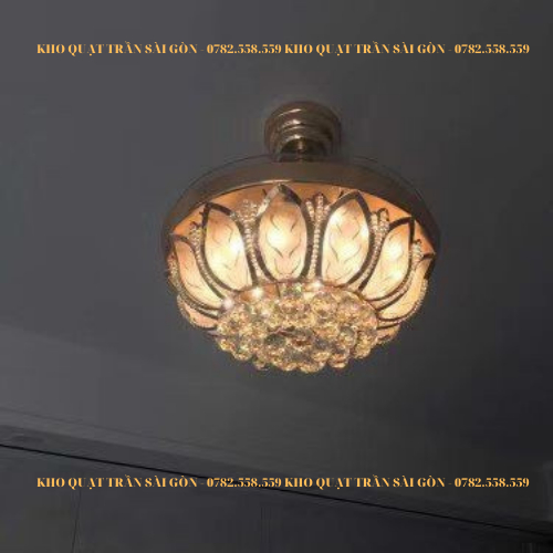 Quạt đèn trần hình cánh sen động cơ DC inventer 6 số 3 chế độ sáng trang trí phòng khách phòng ngủ phòng ăn bảo hành 10N