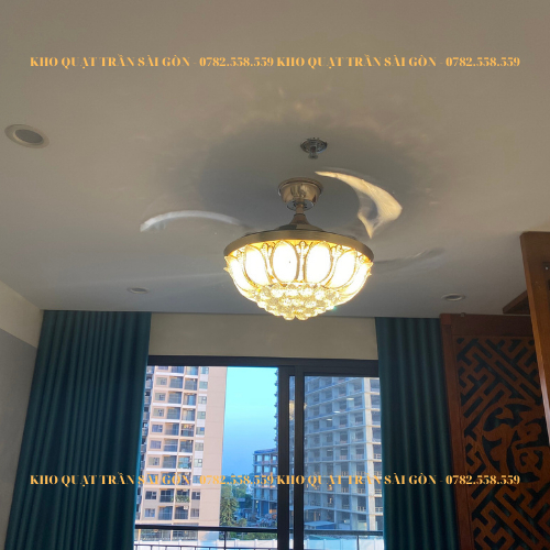 Quạt đèn trần hình cánh sen động cơ DC inventer 6 số 3 chế độ sáng trang trí phòng khách phòng ngủ phòng ăn bảo hành 10N