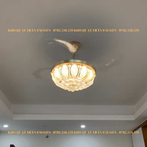 Quạt đèn trần hình cánh sen động cơ DC inventer 6 số 3 chế độ sáng trang trí phòng khách phòng ngủ phòng ăn bảo hành 10N