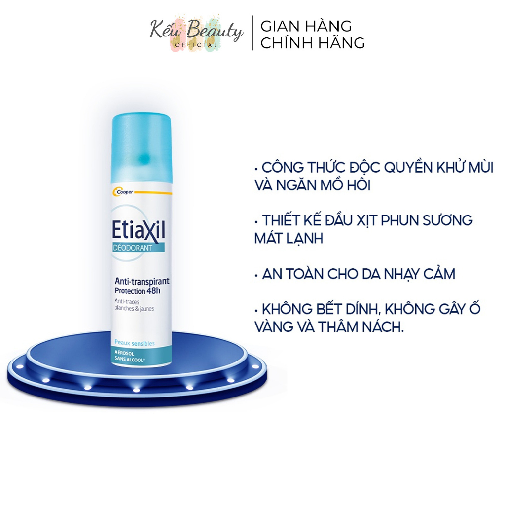 Xịt Khử Mùi Nách Và Ngăn Mồ Hôi Dạng Phun Sương Hàng Ngày 48h Etiaxil 150ml