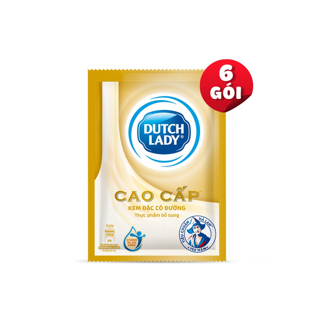 Dây 6 Gói Kem Đặc Có Đường Dutch Lady Cô Gái Hà Lan Cao Cấp 38g/gói