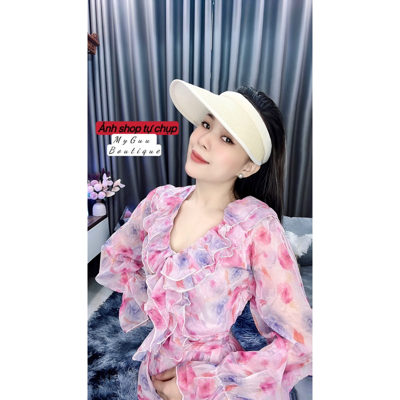 Jum hoa  cổ chữ V có dây thắt eo, chuẩn hàng loại 1 Hot hit 2023