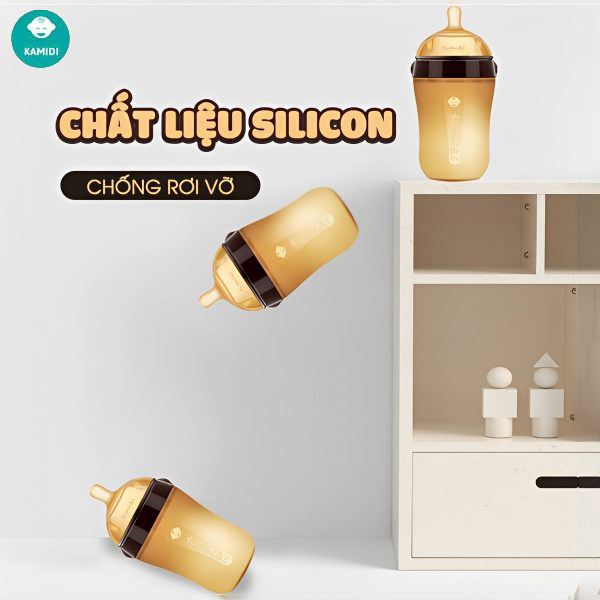 Bình Sữa Kamidi Chất Liệu Silicon Nâu Dung Tích 150ml/250ml