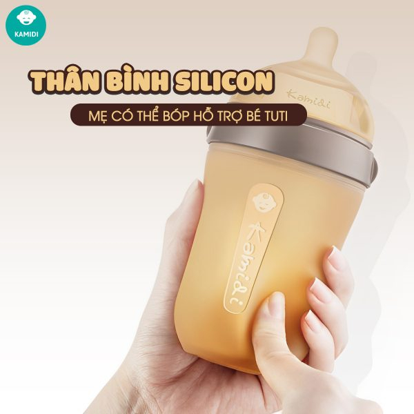 Bình Sữa Kamidi Chất Liệu Silicon Nâu Dung Tích 150ml/250ml