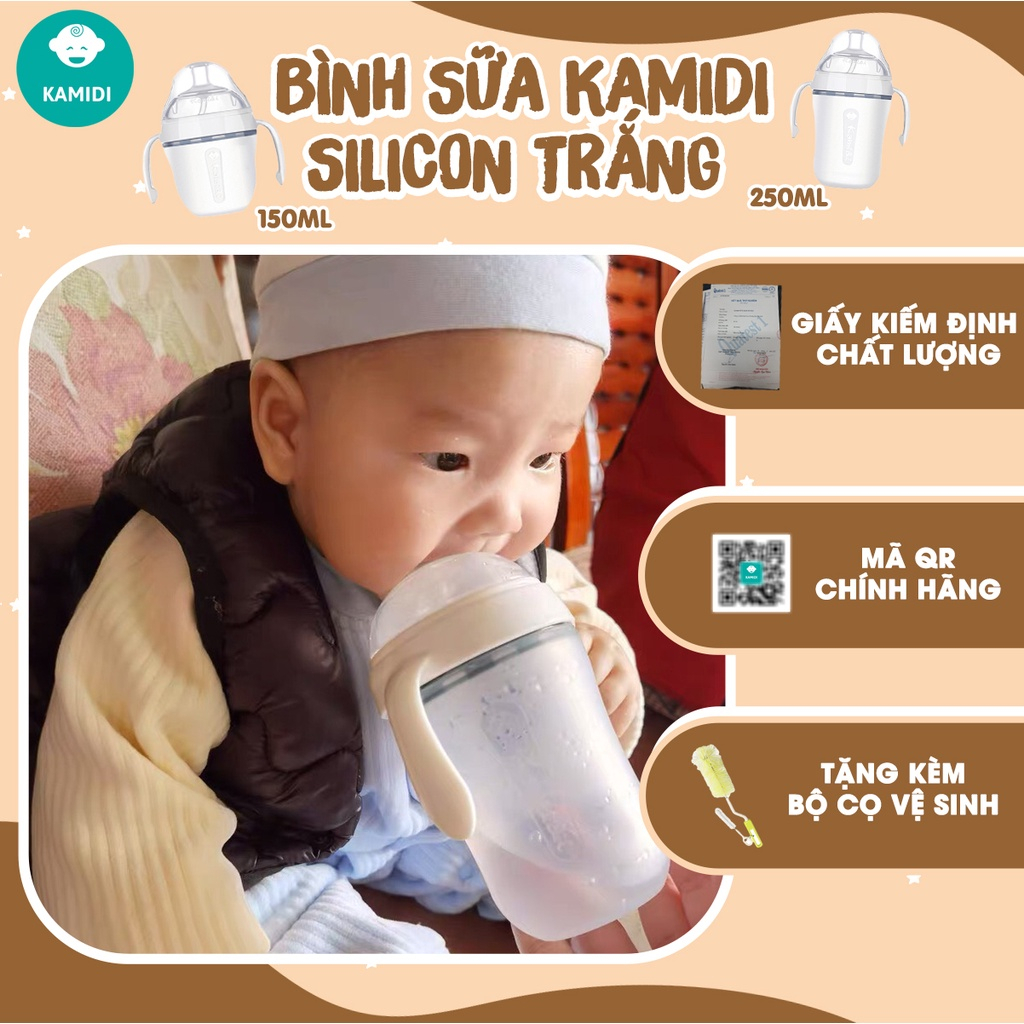 Bình Sữa Kamidi Chất Liệu Silicon Trắng Dung Tích 150ml/250ml