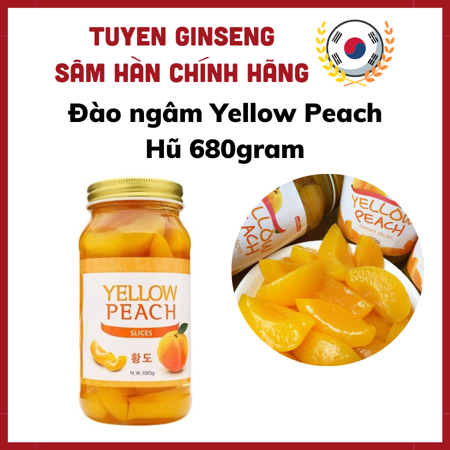 Đào ngâm Hàn Quốc Yellow Peach Hũ 680g Tuyenkorea