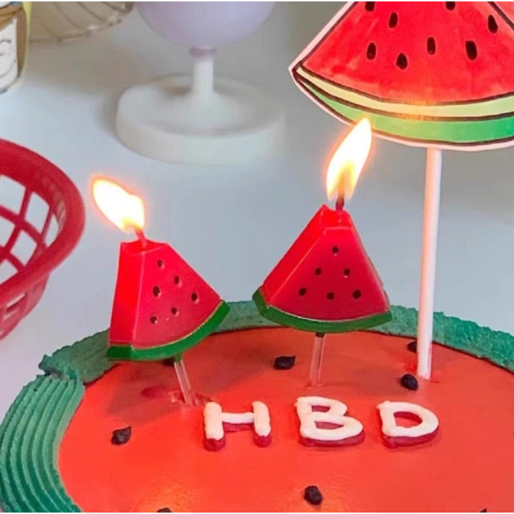 Nến Dưa Hấu Độc Lạ - Trang Trí Bánh Kem