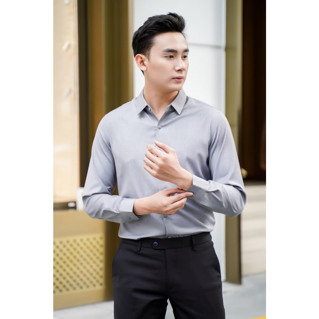 Áo Sơ Mi Nam Dài Tay Công Sở Dáng Ôm Body Hàn Quốc Chất Liệu Lụa Cao Cấp Co Giãn Nhẹ Không Nhăn, Phong Cách Lich Lãm | BigBuy360 - bigbuy360.vn