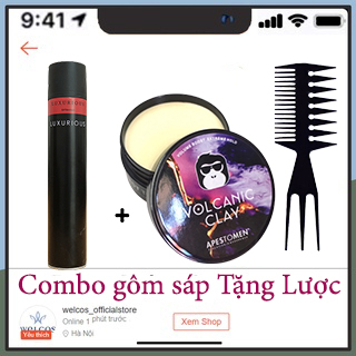 Combo Gôm Xịt Tóc Giữ Nếp Hương Nước Hoa. + sáp vuốt tóc nam ( tặng lược tạo kiểu)