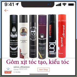 Combo gôm xịt tóc + sáp vuốt tóc volcanic