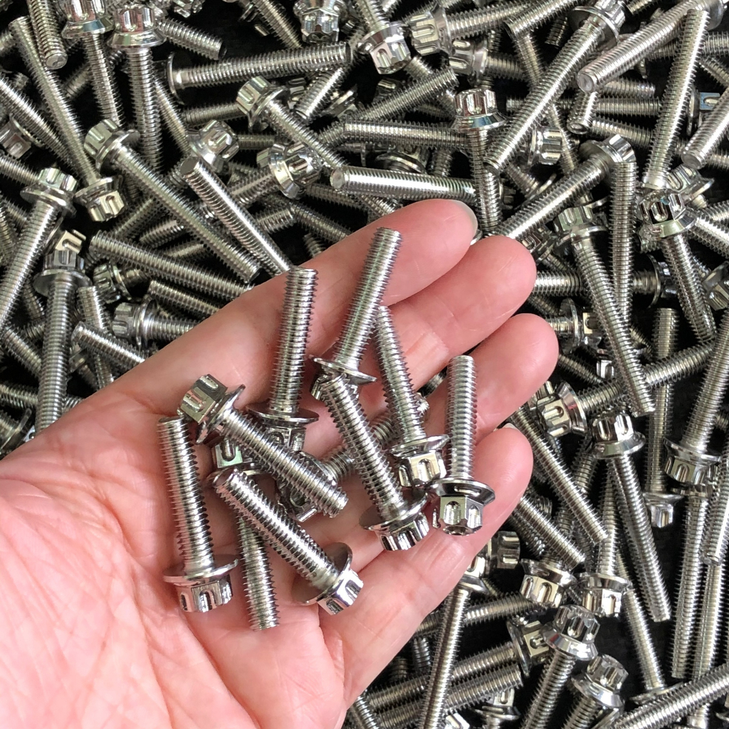 [HÌNH THẬT] Bộ ốc lốc máy mẫu Bông inox 304 gắn cho xe Wave A (19 con)