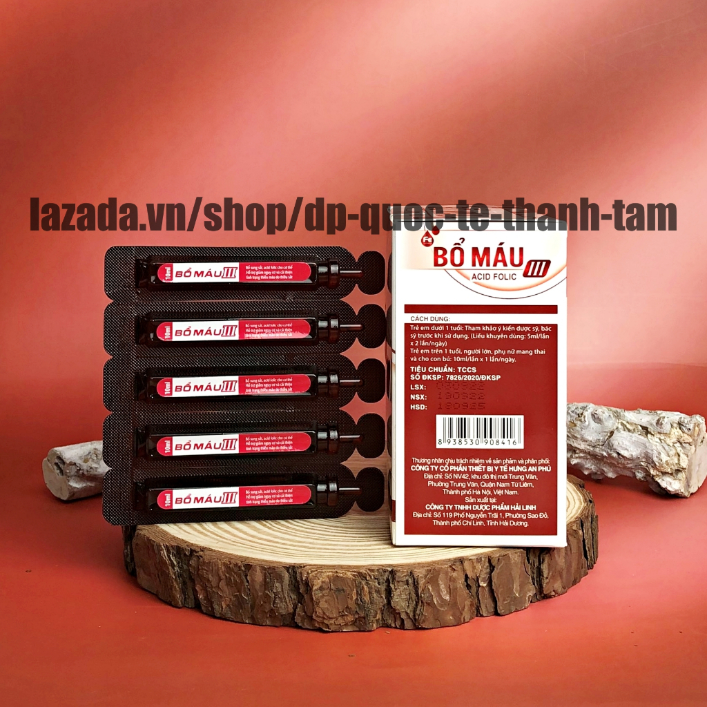 Siro bổ máu ACID FOLIC giảm tình trạng thiếu máu, bổ sung sắt cho bé ,phụ nữ đang mang thai, bà bầu - Hộp 20 ống