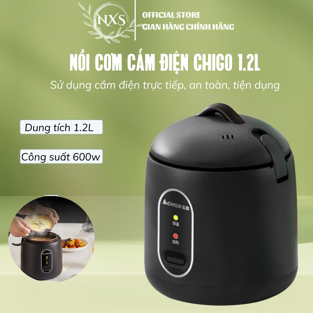 Nồi Cơm Điện Chống Dính CHIGO, Nồi Nấu Đa Năng, Dung Tích 1,2L , Bảo Hành 12 Tháng