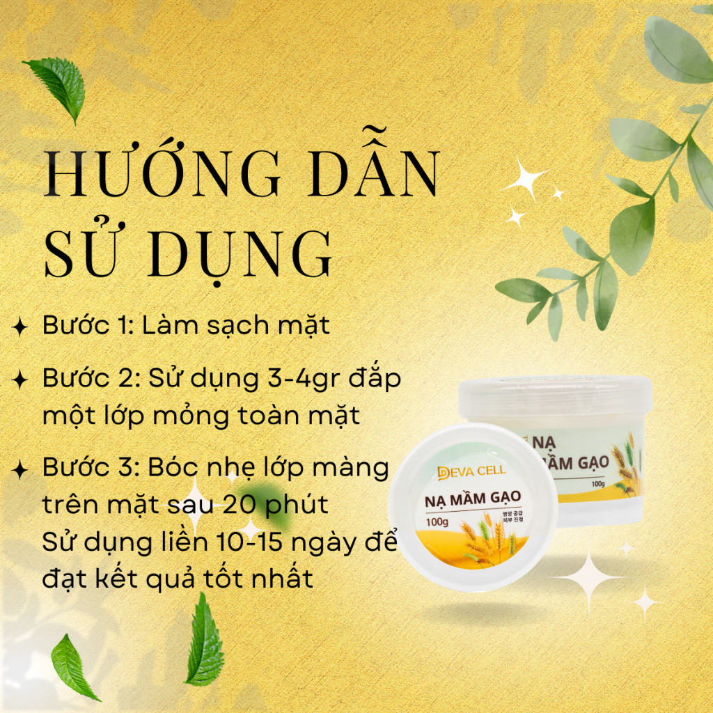 Mặt Nạ Mầm Gạo, Tăng Độ Đàn Hồi Cho Da, Ngăn Ngừa Lão Hóa Da - Deva cell