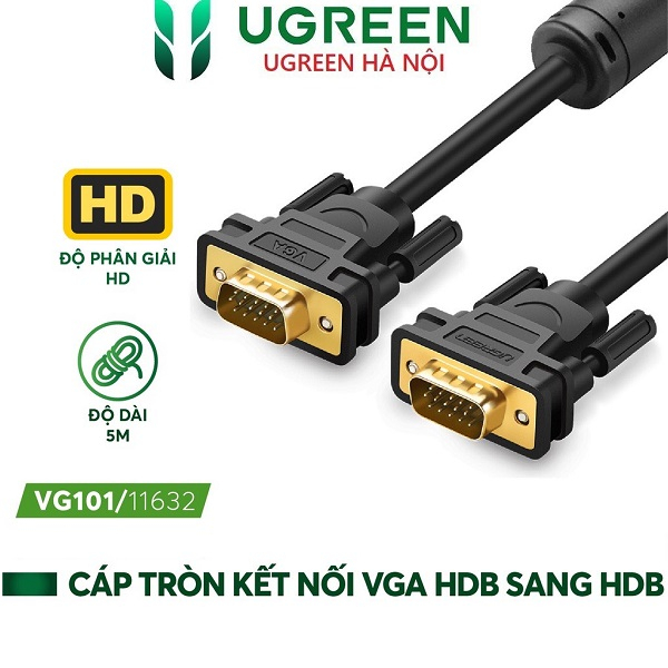 Cáp VGA 3+ 6 chân vàng dùng cho Máy tính, Máy chiếu 1,5m-5m