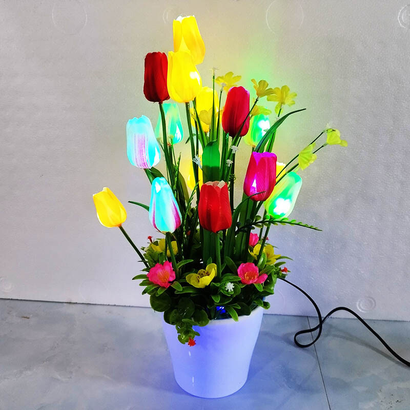 Hoa Tulip Trang Trí Có Đèn 15 bông- Hoa trang trí nhà đẹp, Decor phòng
