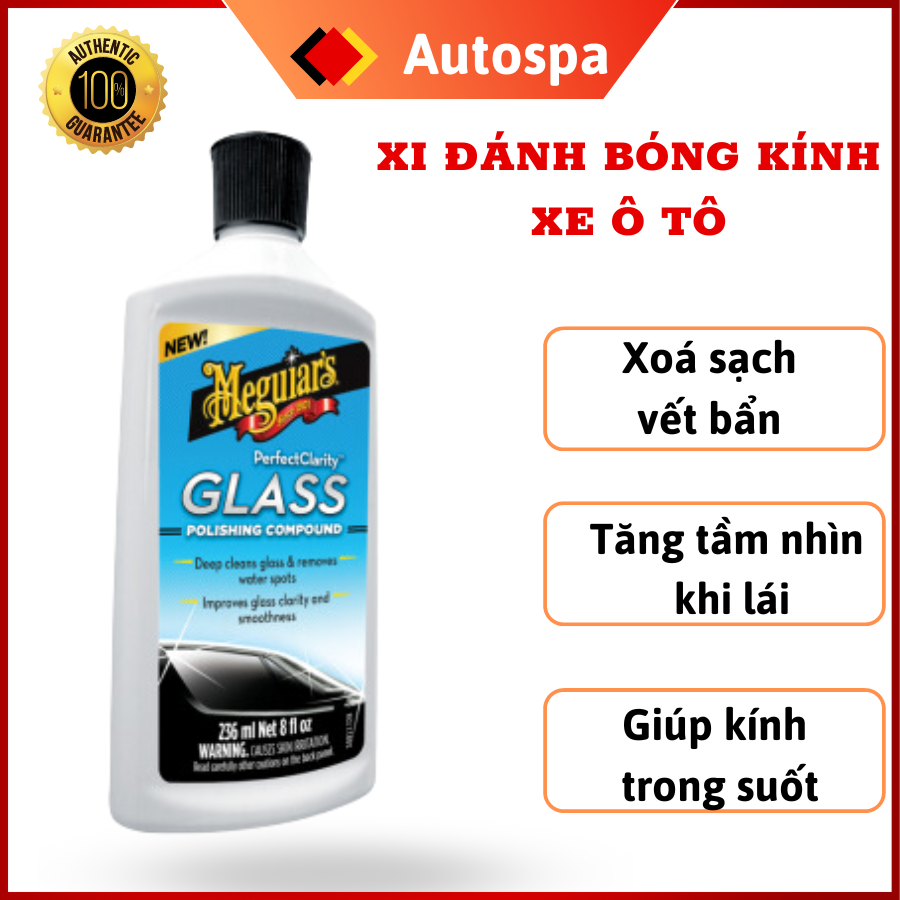 [SIÊU SẠCH] Xi đánh bóng kính xe Meguiar's- Làm sạch và tẩy ố mốc kính, Dung dịch vệ sinh ô tô