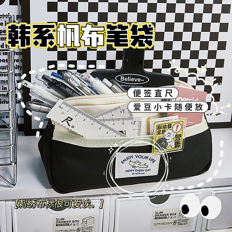 Túi Đựng Bút Vải Nhiều Ngăn Đủ Màu Siêu Bền Phong Cách Hàn Quốc Tiện Dụng