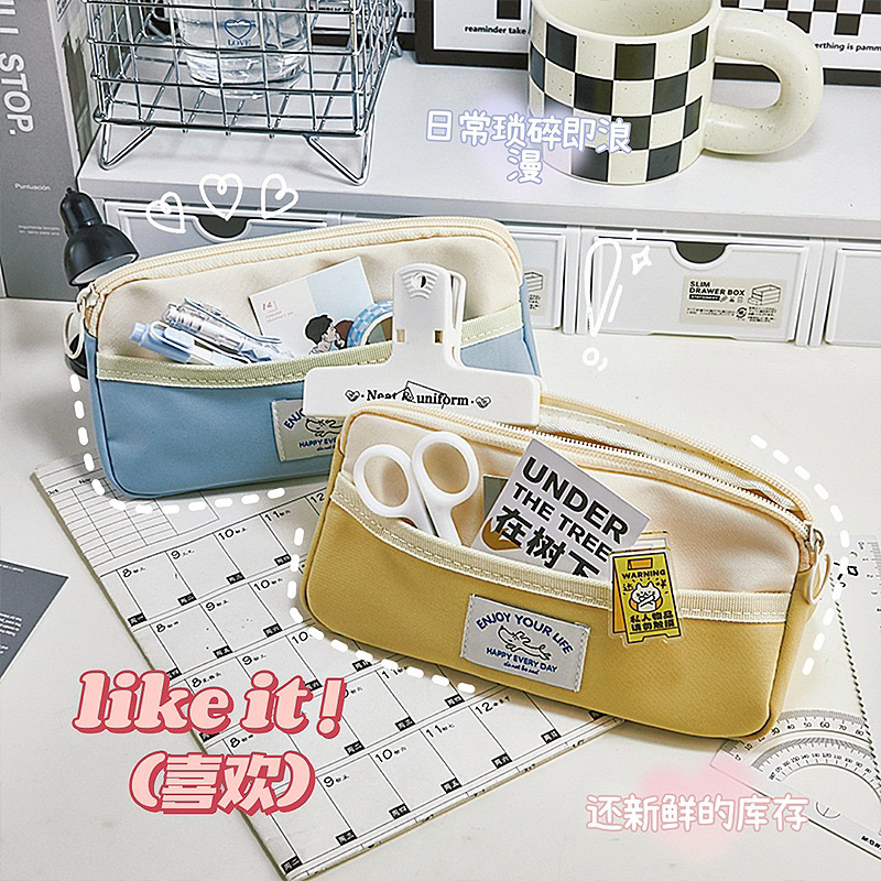 Túi Đựng Bút Vải Nhiều Ngăn Đủ Màu Siêu Bền Phong Cách Hàn Quốc Tiện Dụng