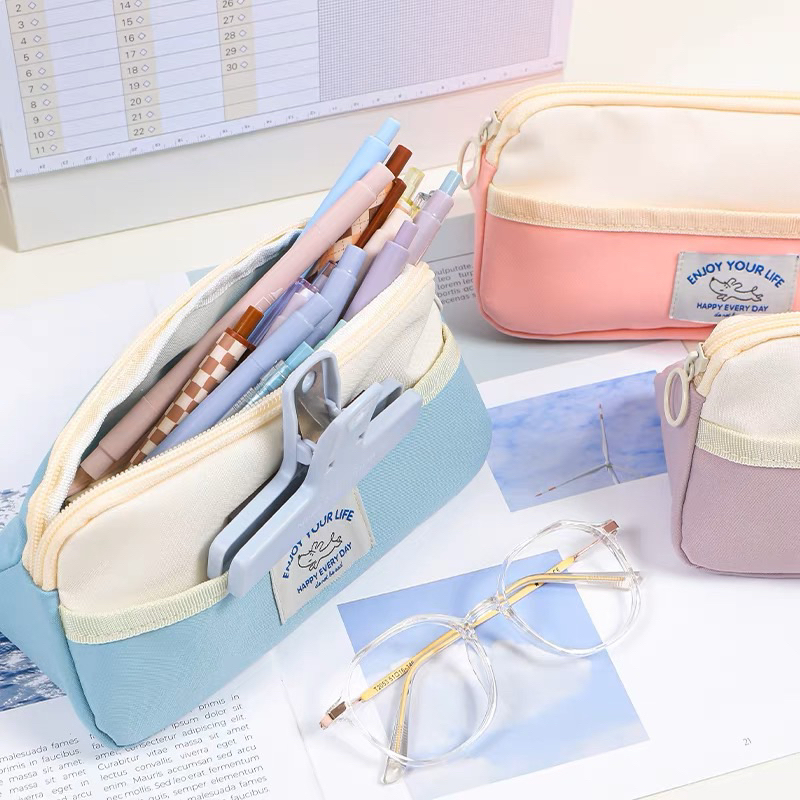 Túi Đựng Bút Vải Nhiều Ngăn Đủ Màu Siêu Bền Phong Cách Hàn Quốc Tiện Dụng